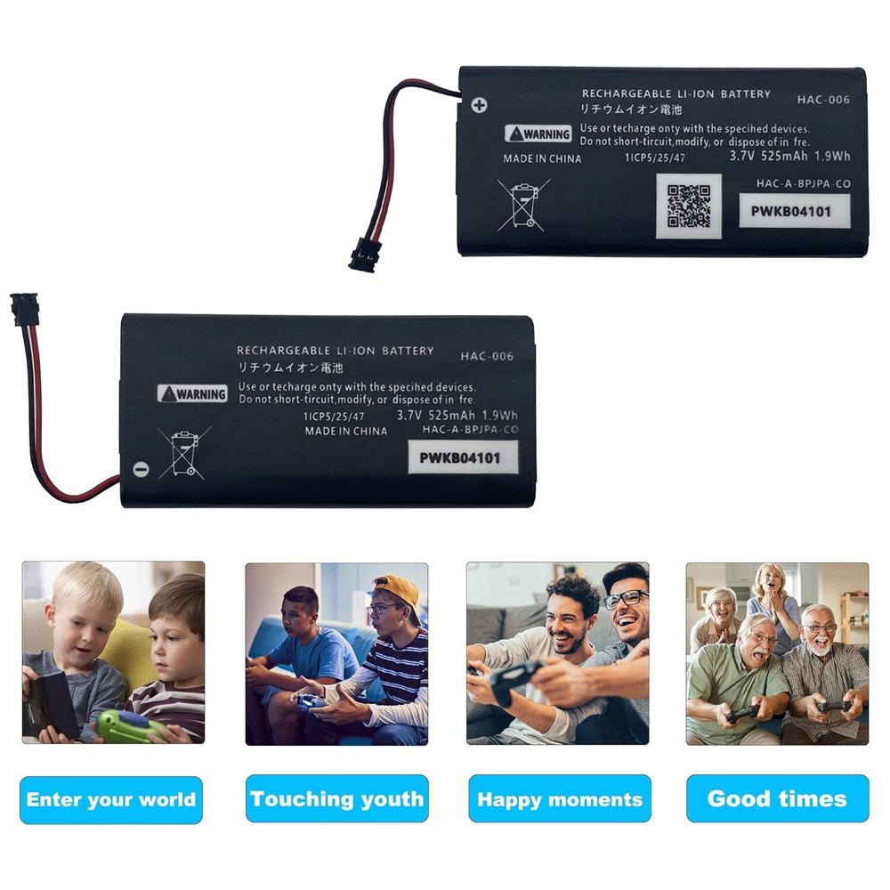 HAC-006 Battery Replacement for Nintendo Switch Joy-Con 525mAh, 2Pack