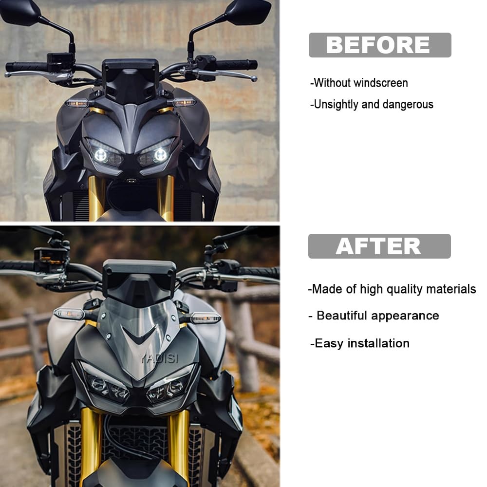 Black Motorcycle Windshield Wind Deflector Windscreen Front Flyscreen