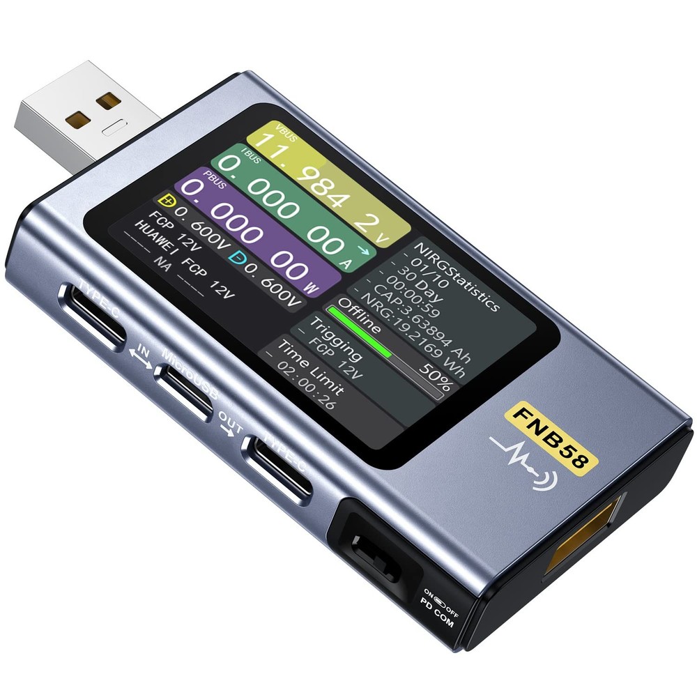 USB Tester 4-28V 7A LCD A&C Voltage Current Power multi-color