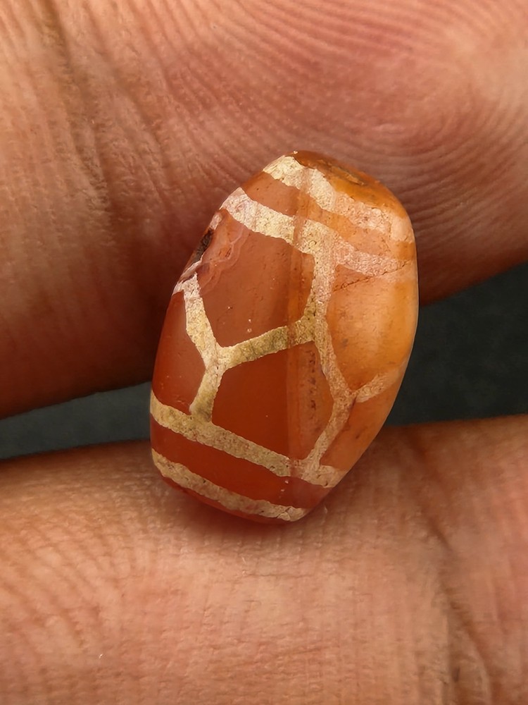 Ancient Etched Carnelian Longevity Bead over 2000 Year Old In great Condition
