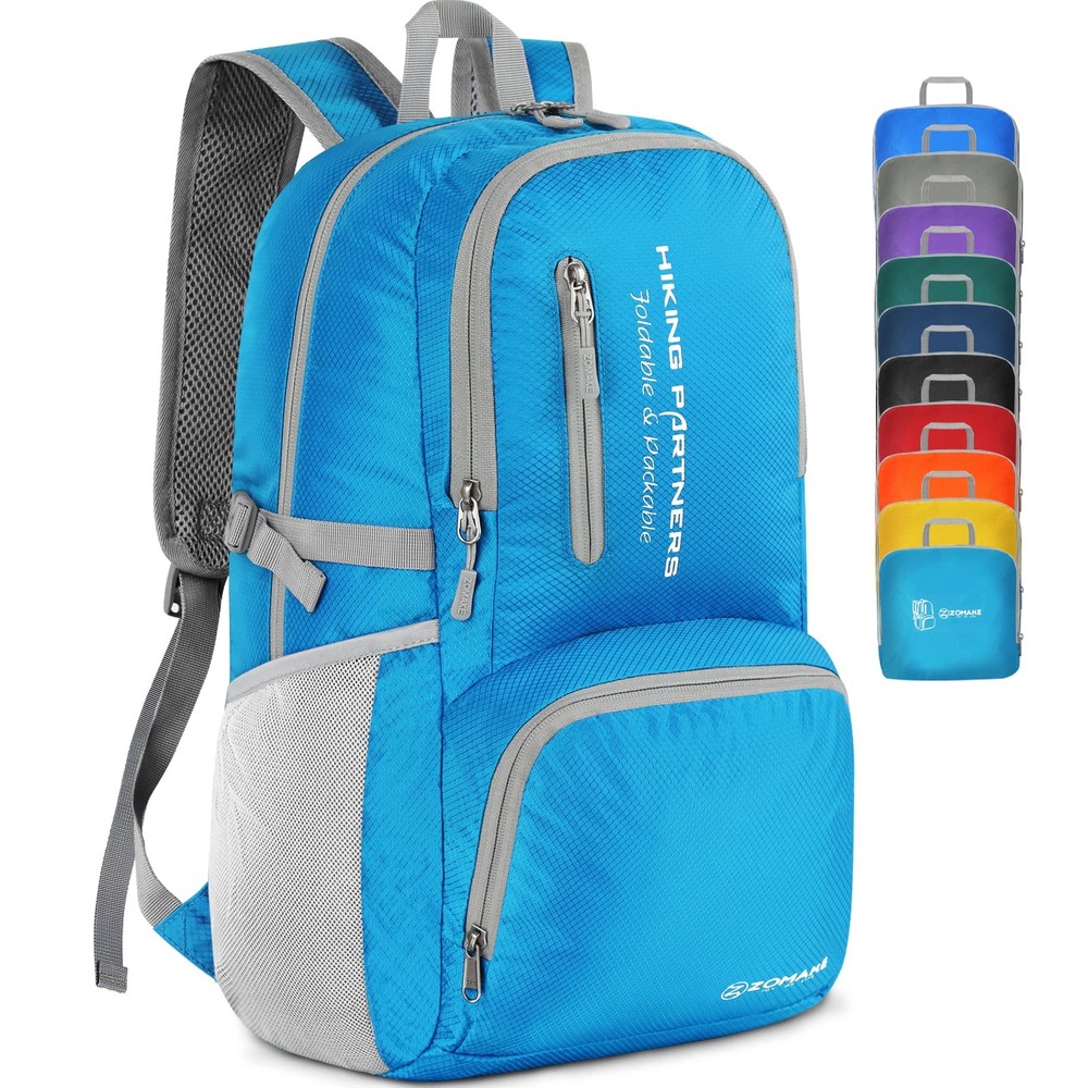 35L Lightweight Packable Backpack, Light Blue, Foldable, Water Resistant, Hike