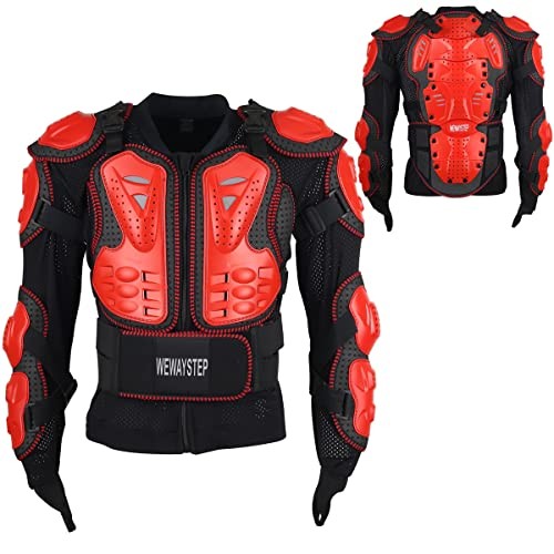 Motorcycle Protective Jacket Full Body Armor, Chest Spine Protection Medium Red