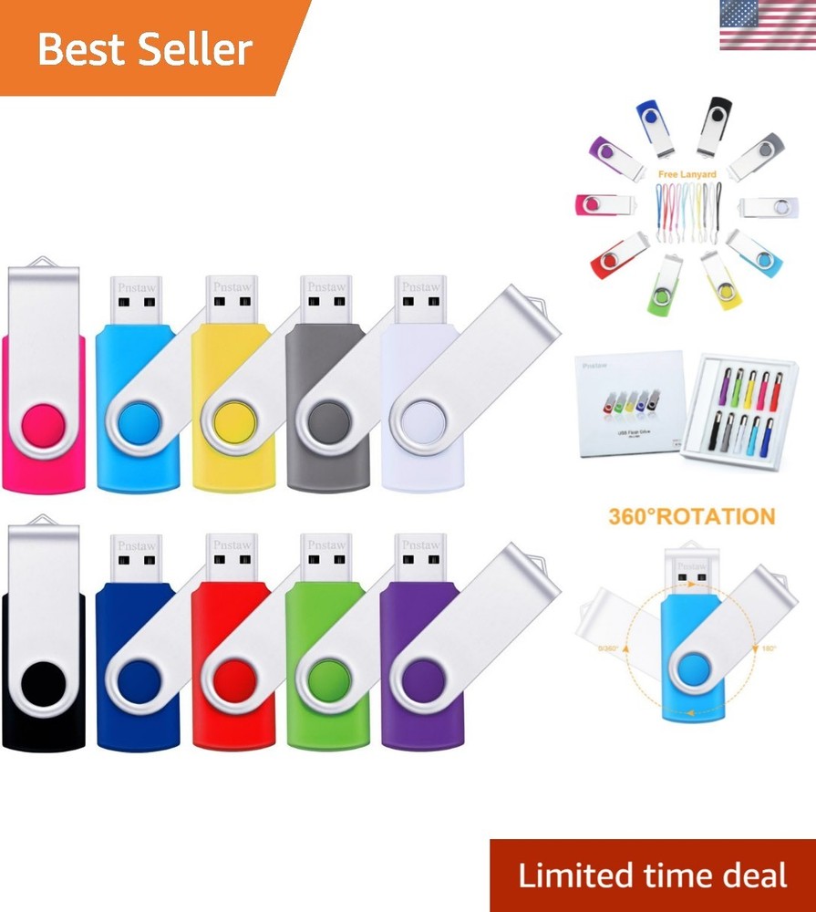 Swivel USB Flash Drive 8GB, 10-Pack Multi-Color - Stylish Data Storage Solution