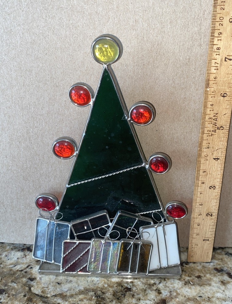 Christmas Tree with Presents Tabletop/ Window Sill Suncatcher