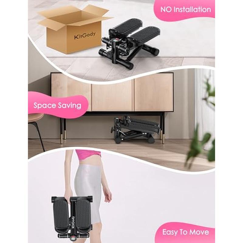 Mini Stepper W/ Resistance Bands Adjustable Height Home Workout 330LBS Capacity