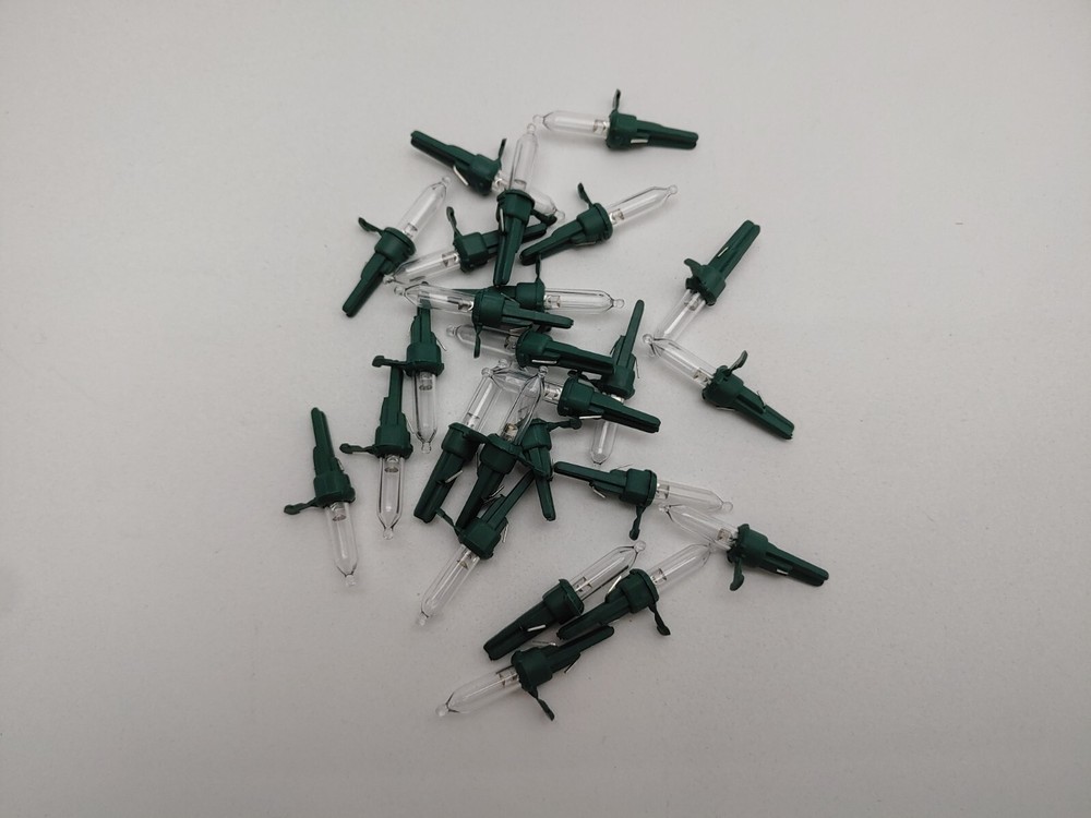 25 LED Clear Mini Christmas Tree Lights Green Base Replacement Bulbs 3.4 V .068