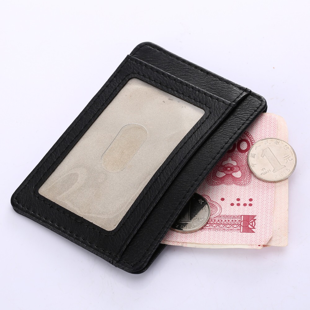 Credit Card ID Holder Case with ID Window- [RFID Blocking] Leather Wallet Sleeve