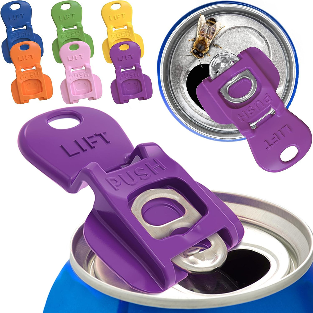 Complete Cover Easy Tab Opener 6PK Beverage Barricade Drink Can Protector Cap