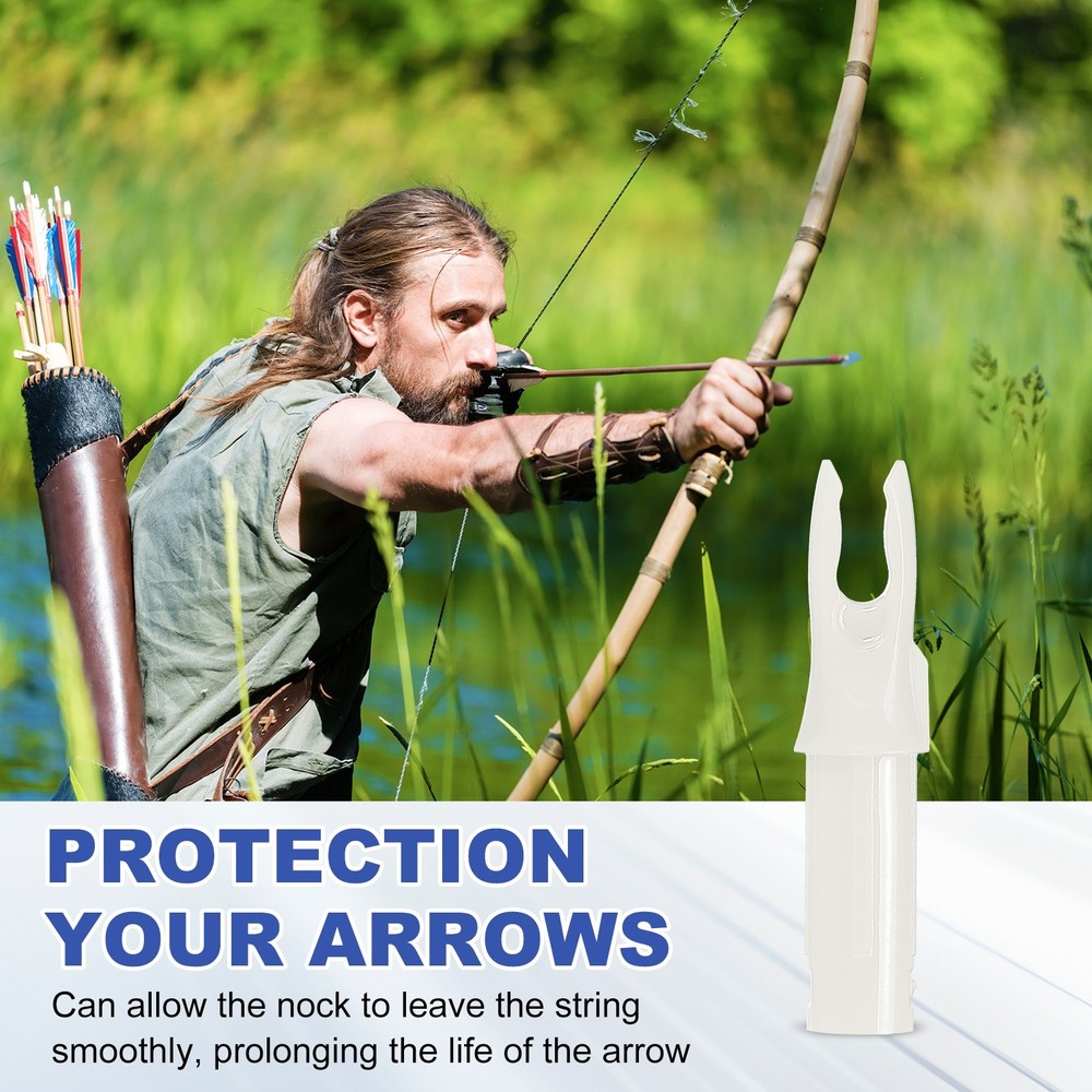 30 Pack Archery Arrows Nocks 6.2mm Plastic Insert Arrow Nock White
