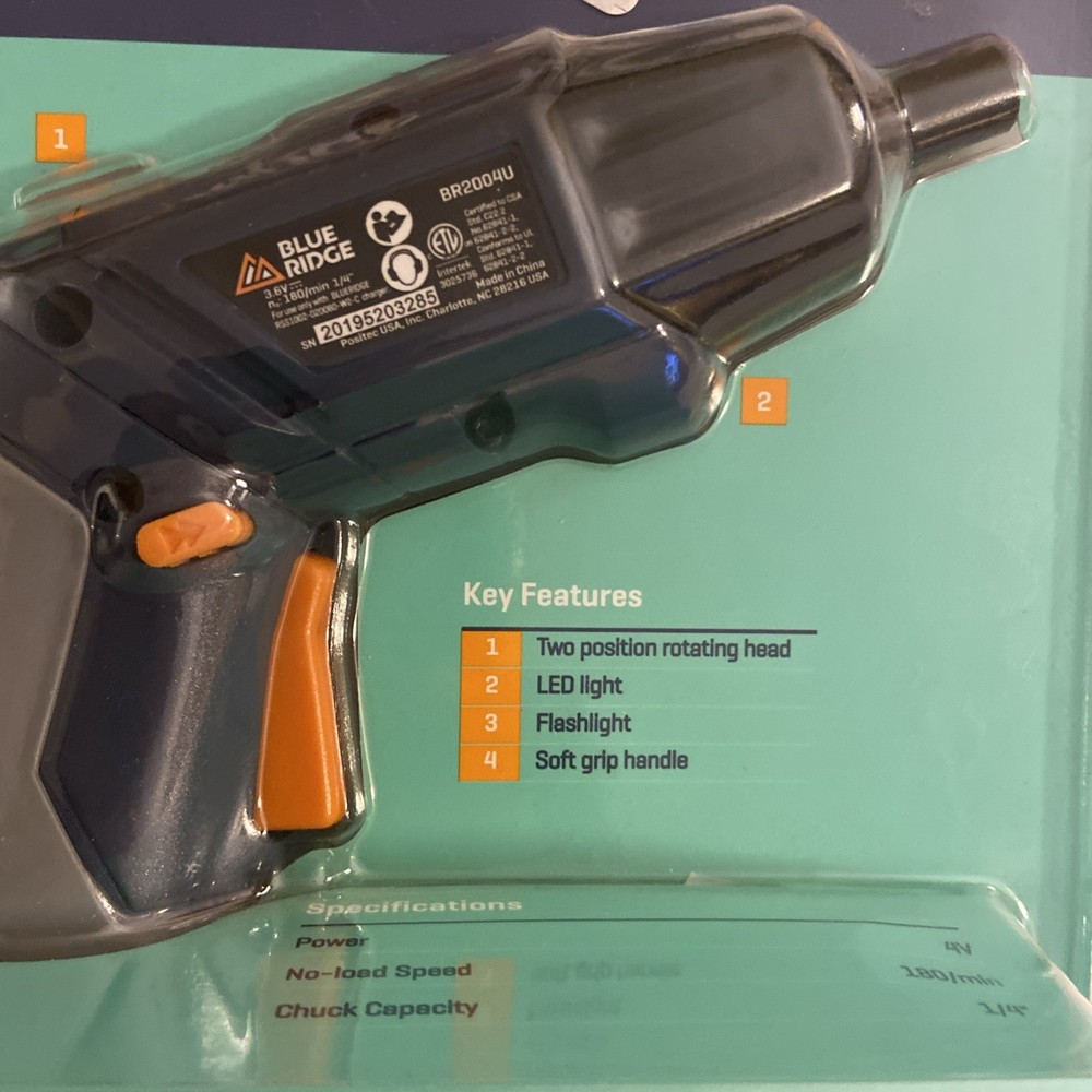Blue Ridge 4V 2 in 1 Rechargeable Screwdriver w/ Flashlight (BR2004U)