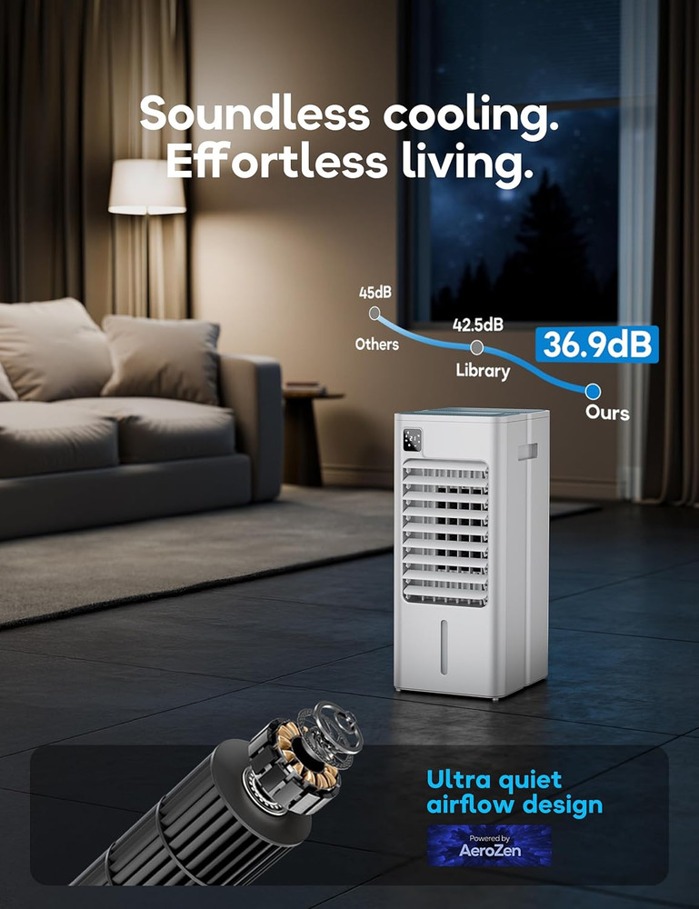 Portable Air Conditioner with Remote, 3 Speeds & 12H Timer - No Window Needed