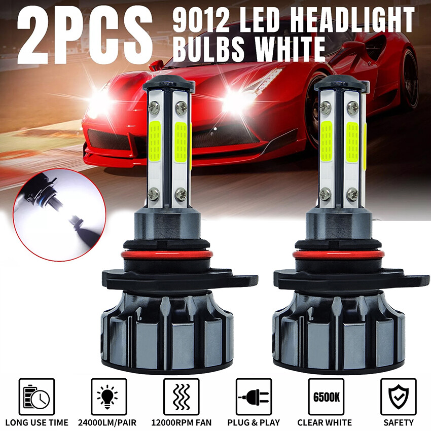 10000K 9012 HIR2 LED Headlight Bulbs Kit High Low Beam Super Bright Combo White