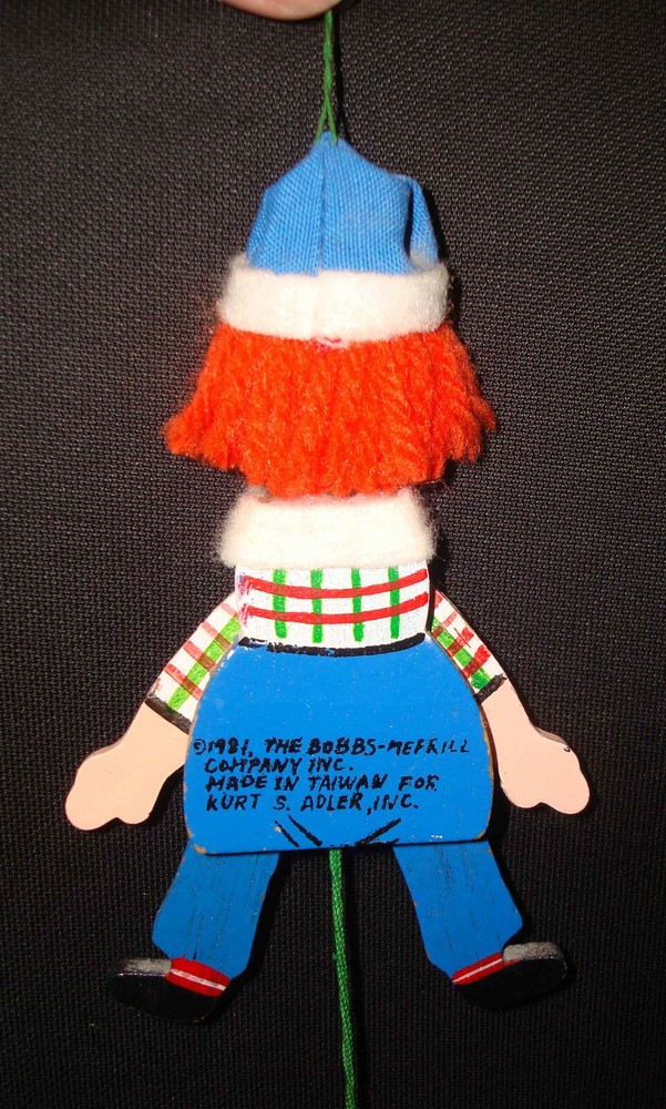 1981 Bobbs Kurt S Adler Raggedy Andy Doll Pull String Puppet Tree Ornament Toy