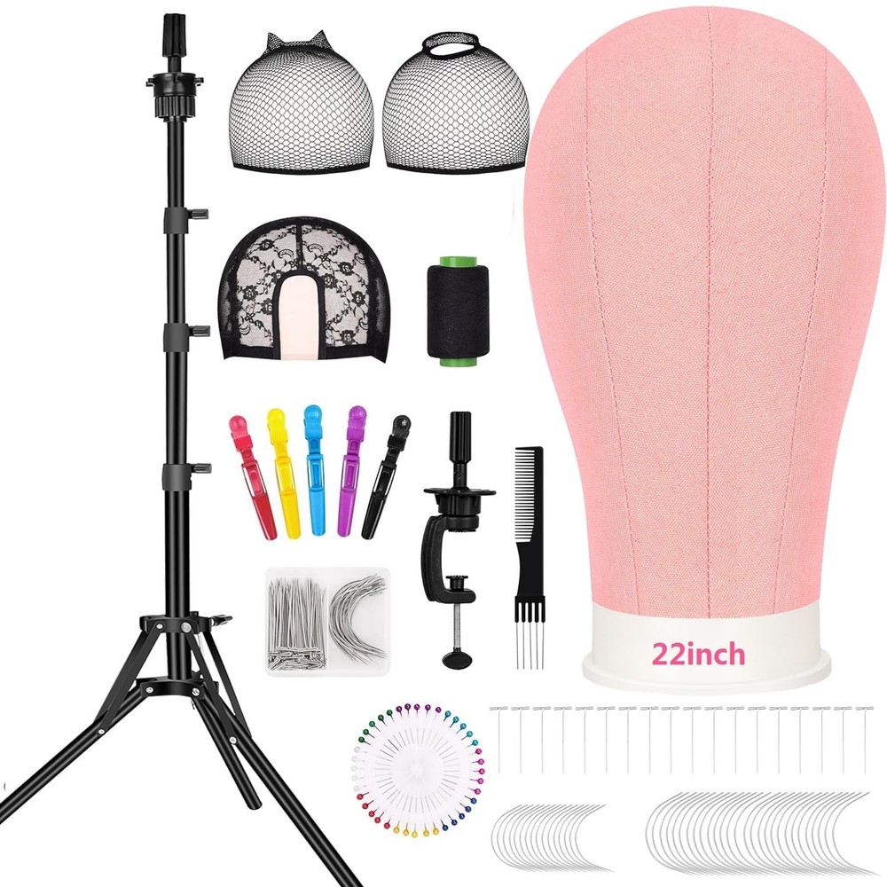 Wig Stand Tripod with Mannequin Head Kit for Styling Making Display