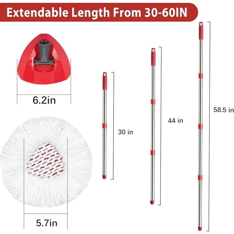 Ocedar Mop Compatible Microfiber Refills Triangle Mop Base Adjustable Handle New