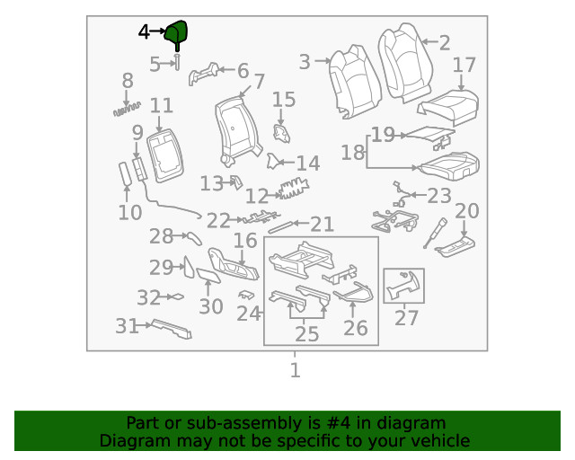 Genuine GM Medium Titanium Front Seat Head Restraint 23433508
