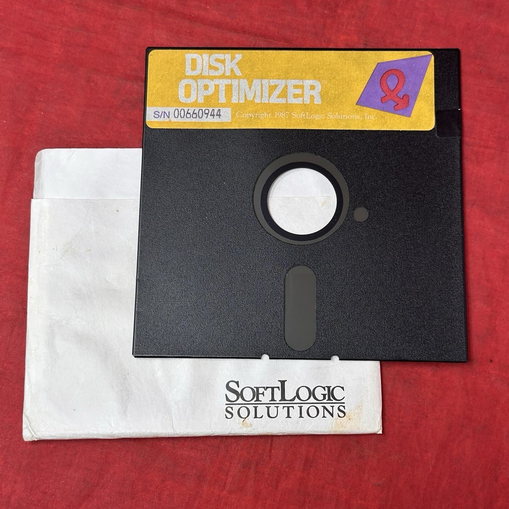 Disk Optimizer 5.25" Disk from Soft Logic Software Vintage 1987