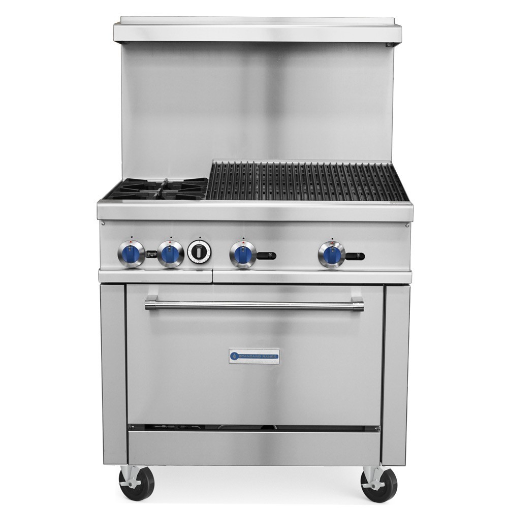 36" Range - 2 top burners + 24" charbroilers and 1 standard oven