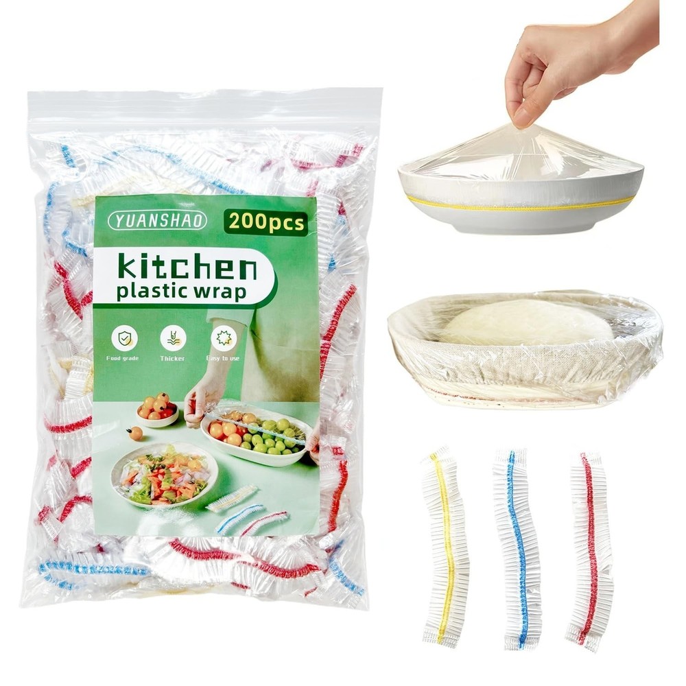 200pcs Thickened Plastic Bowl Covers For Banneton Bread Proofing Basket, Larg...