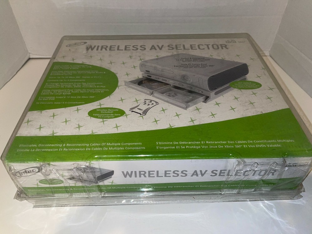 Intec wireless AV selector Xbox 360 Storage AV Switch 4 input component or RCA