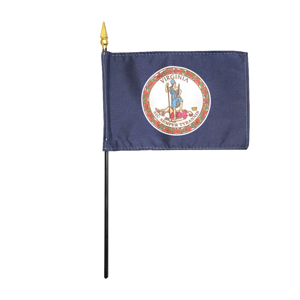 Virginia VA State Polyester Miniature Tabletop Desk Flag 4" X 6" (12 Pack)