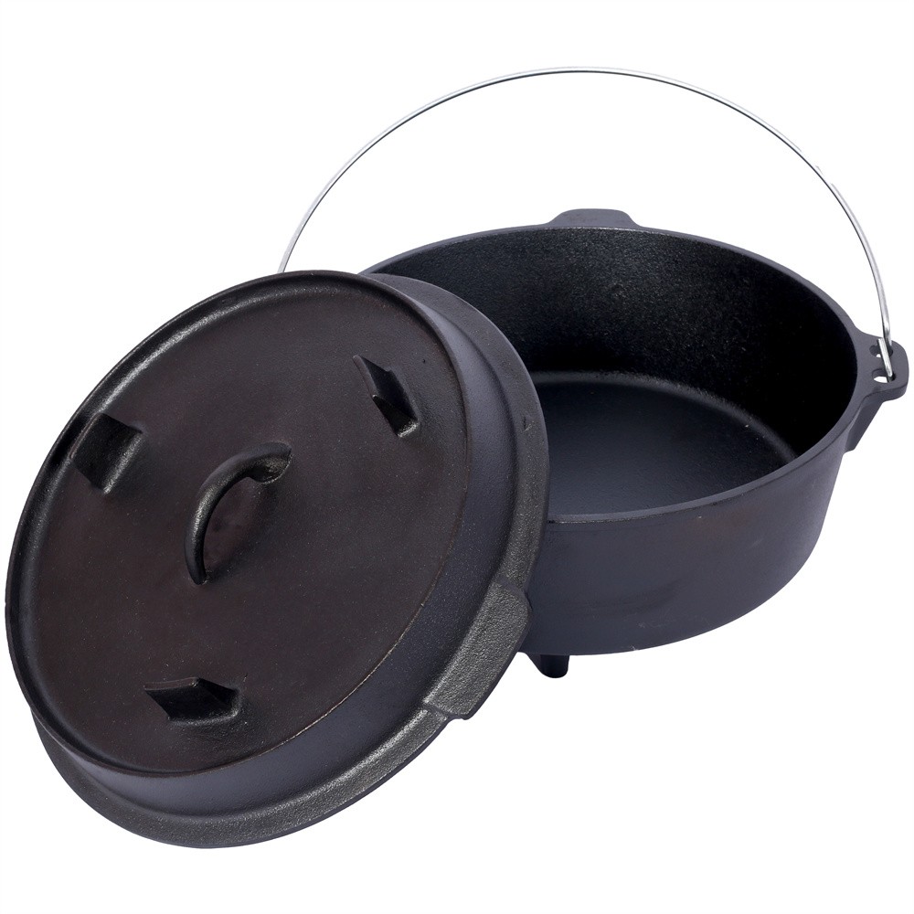 Dutch Oven Pot w/Lid 6 Quart Cast Iron Dutch oven Dual Function for Camping