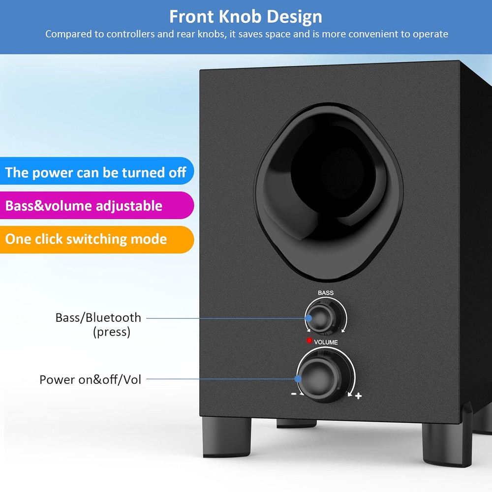 OROW Bluetooth Computer Speakers,Pc Speaker with Subwoofer,Front Knob 18W Wirele