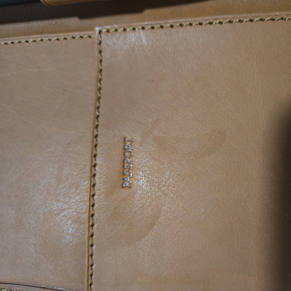 Brown Leather Travel Wallet Organizer Passport Ticket Document Holder