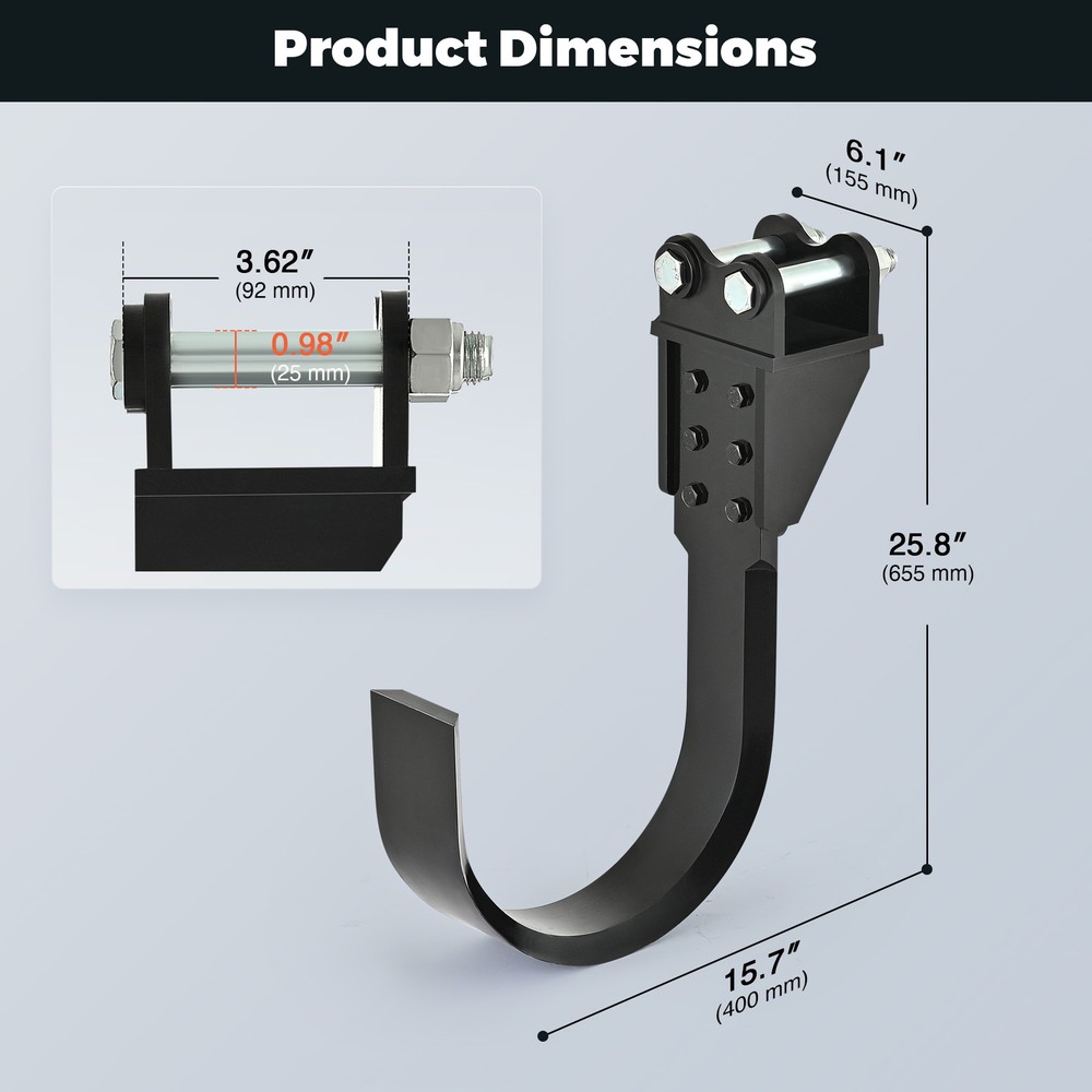 AHM Tree Digging Blade Attachment for Mini Excavator with 2 Hinge Pins and Nuts