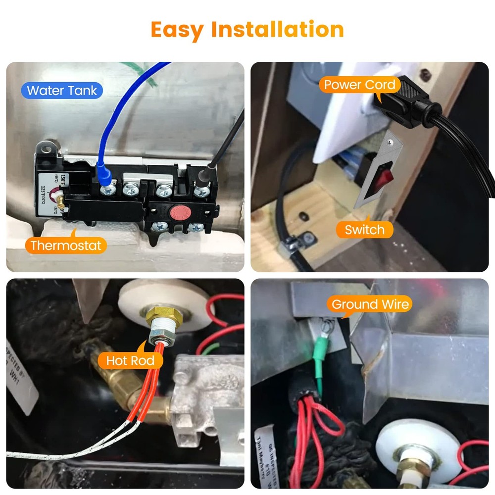 RV Electric Water Hybrid Heater Kits Converts RV LP Gas Water Heater to 120V