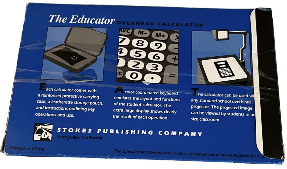 Vintage Stokes Educator Basic Overhead Projector Calculator No.203 Case TI-108