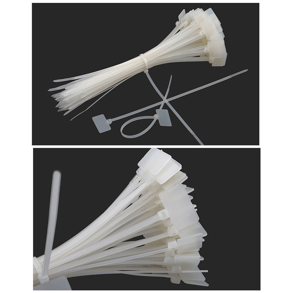 White Nylon Plastic Cable Ties Zip Tie Wraps Markable Self-Locking Various Size