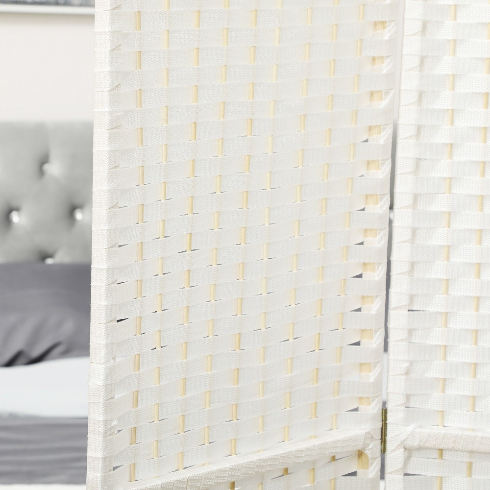 8 Panel Room Divider Freestanding Folding Privacy Screen White