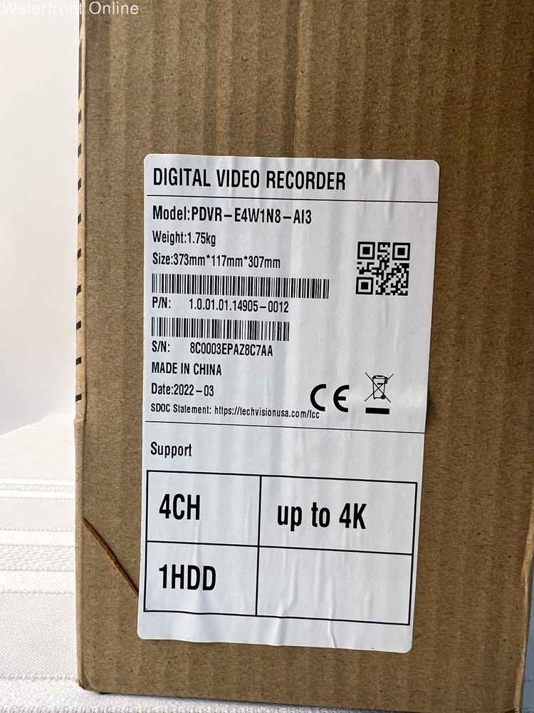TechVision 4CH 4K DVR Security Video Recorder - PDVR-E4W1N8-A13 - AI Motion