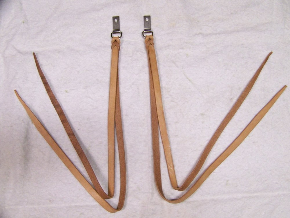 X LONG LENGTH Leather Saddle Strings with Clip & Dee Ring Hardware----Tan Color