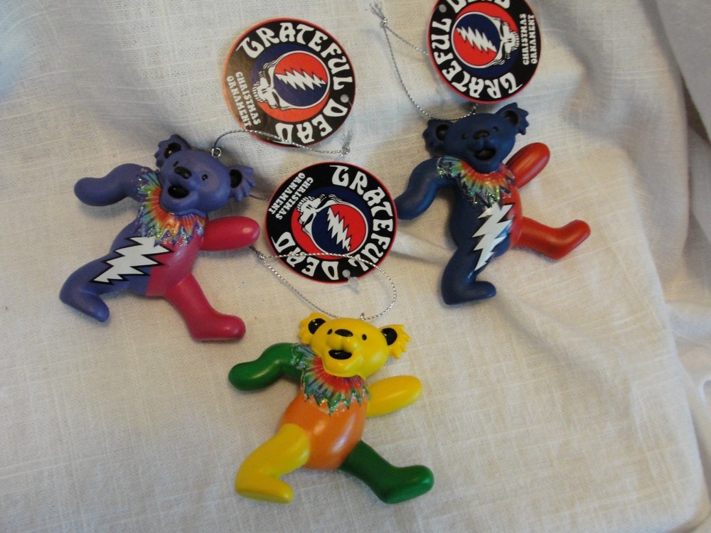 GRATEFUL DEAD DANCING BEAR ORNAMENT 3" RED AND BLUE BEAR