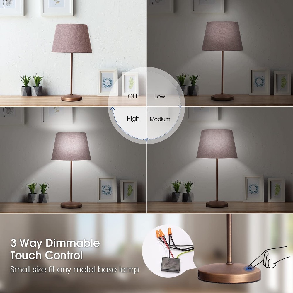 Touch Lamp Switch Module 2 Pack for Dimmable LED, Halogen, Incandescent Bulbs