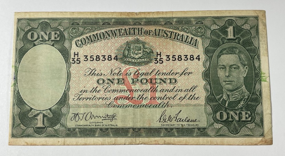 Australia 1942 1 Pound Note (#118) some stains