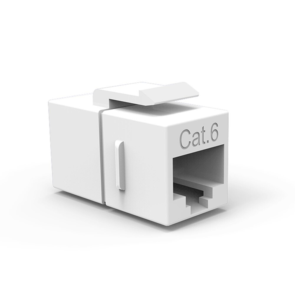 Cat6 RJ45 Ethernet Network Keystone Jack Inline Coupler Snap-In Extender White