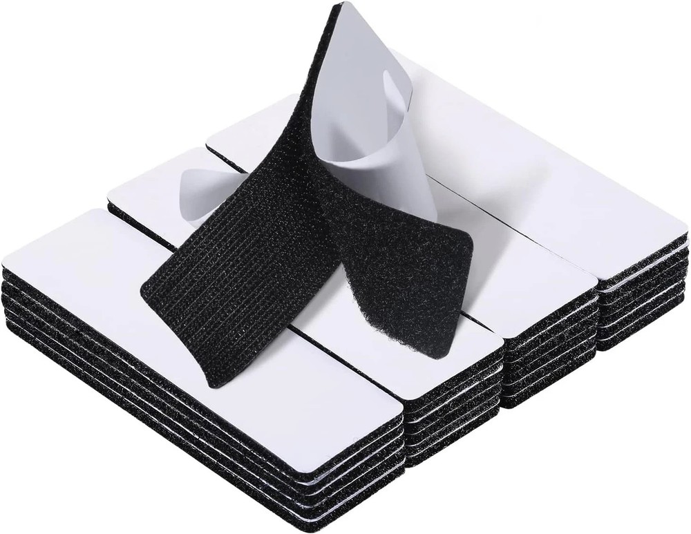 20 Sets Heavy Duty Hook & Loop Adhesive Strips 1x4” Black Sticky Back Fastener