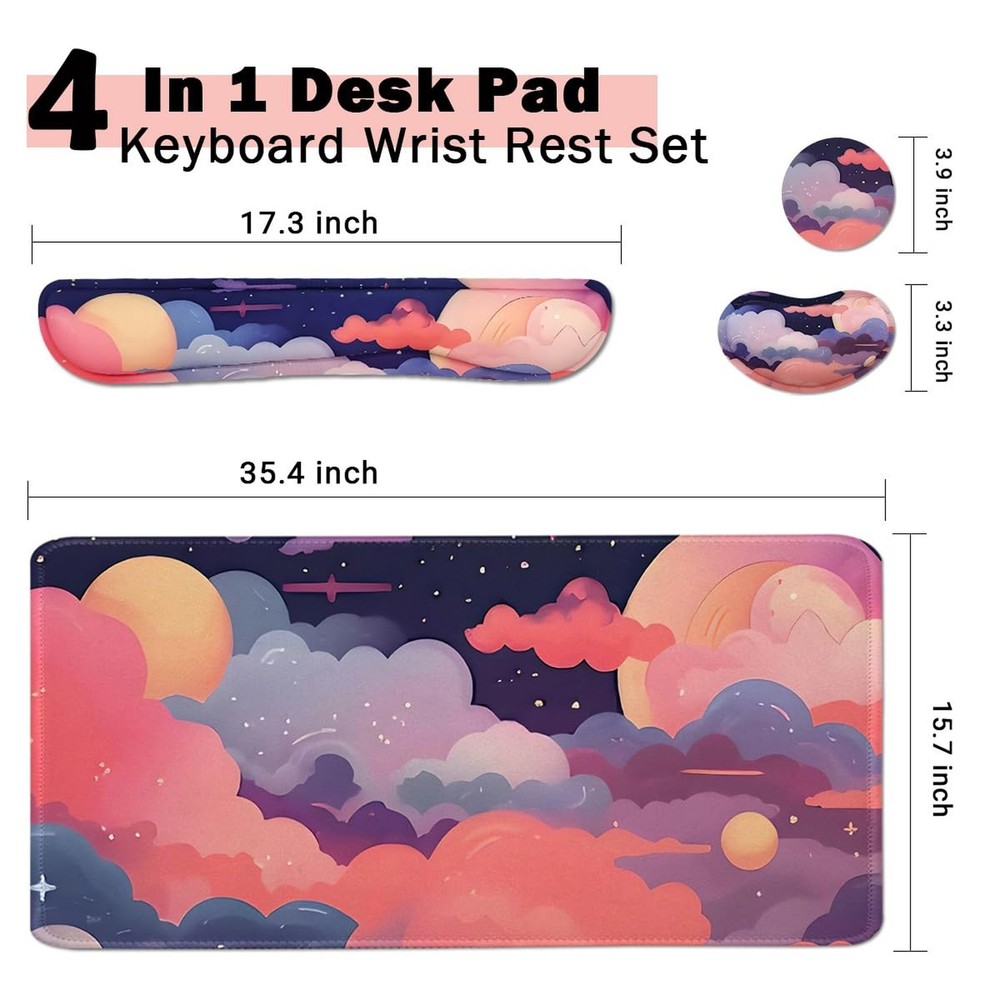 Large Mouse Pad Set, Cute Extended Mouse Pad+Keyboard Wrist Rest Support Desk...