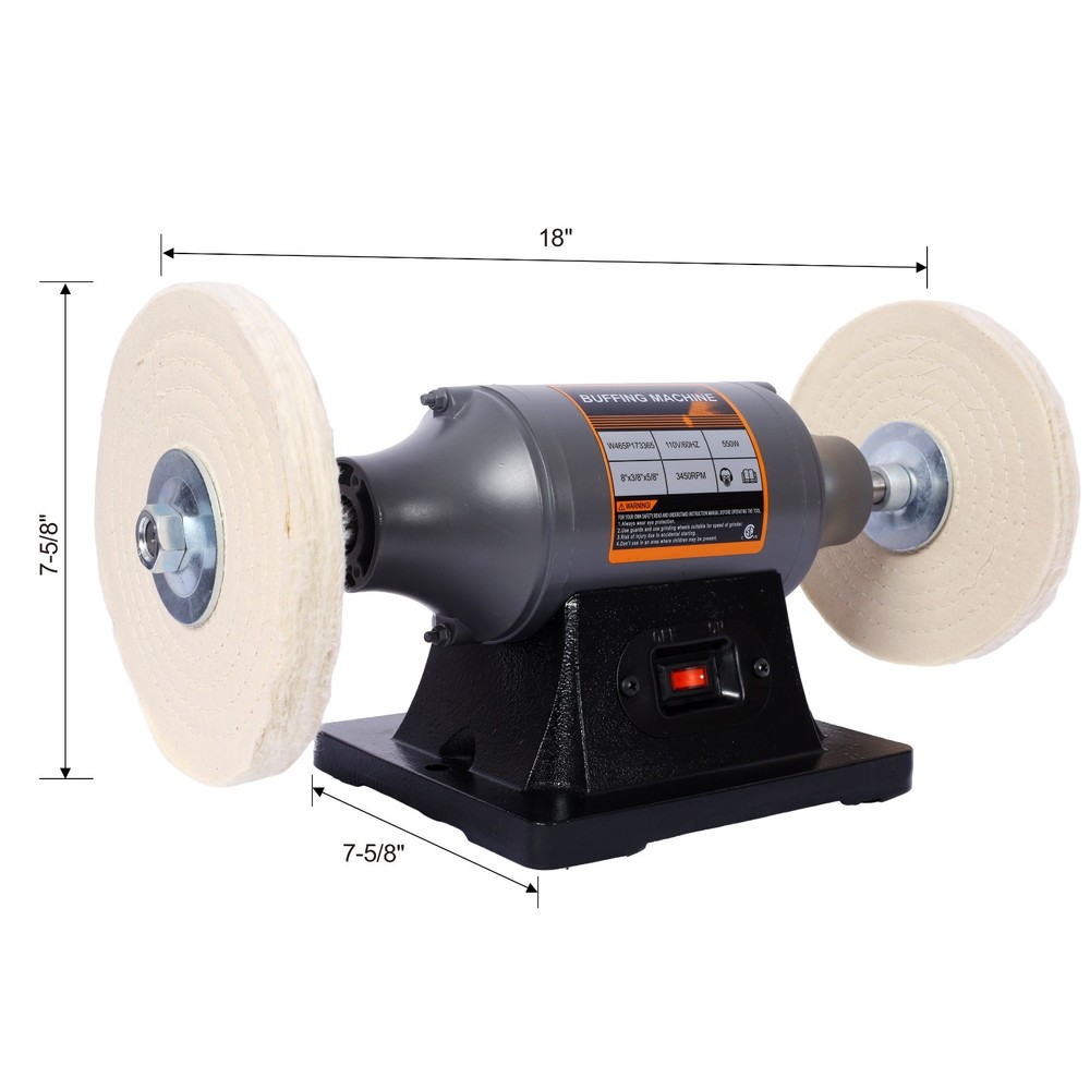 8-Inch Benchtop Buffer Polisher with 4 Thick Wheels, CSA Certified