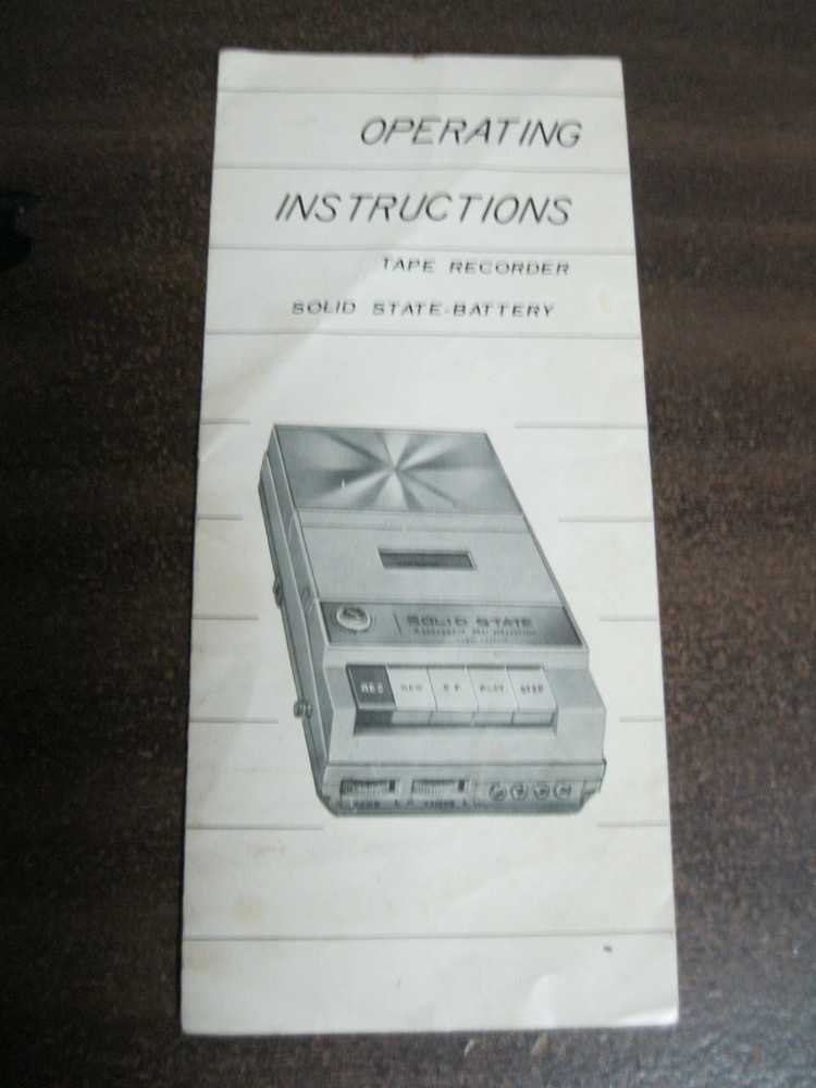 Solid State Tape Recorder operating instructions & Schematic pamphlet