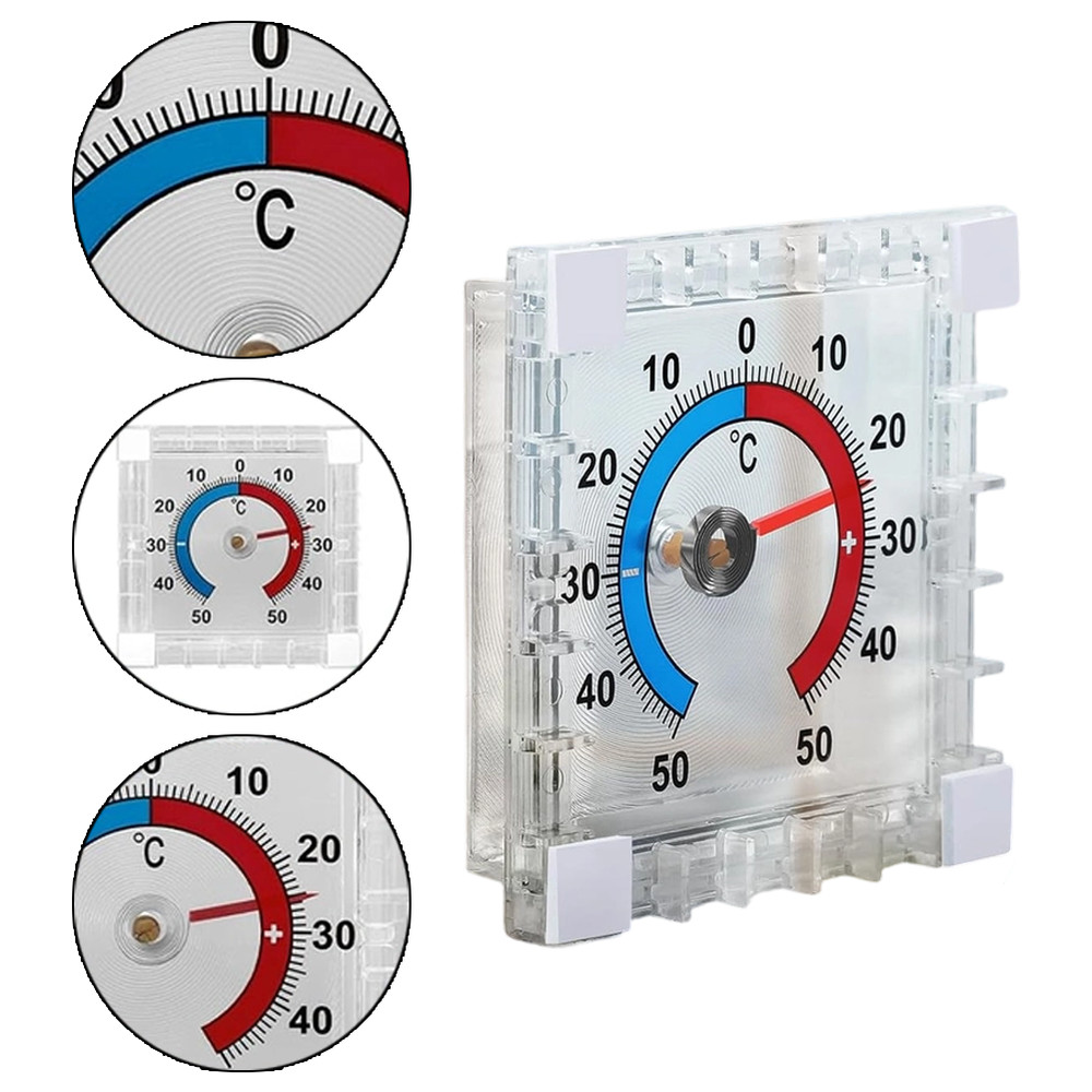 4pcs Square Thermometer for Windows and Doors Outdoor Temperature Reader