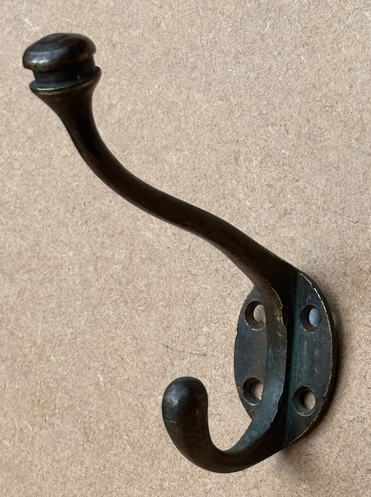 ANTIQUE BRASS DOUBLE COAT HOOK RECLAIMED