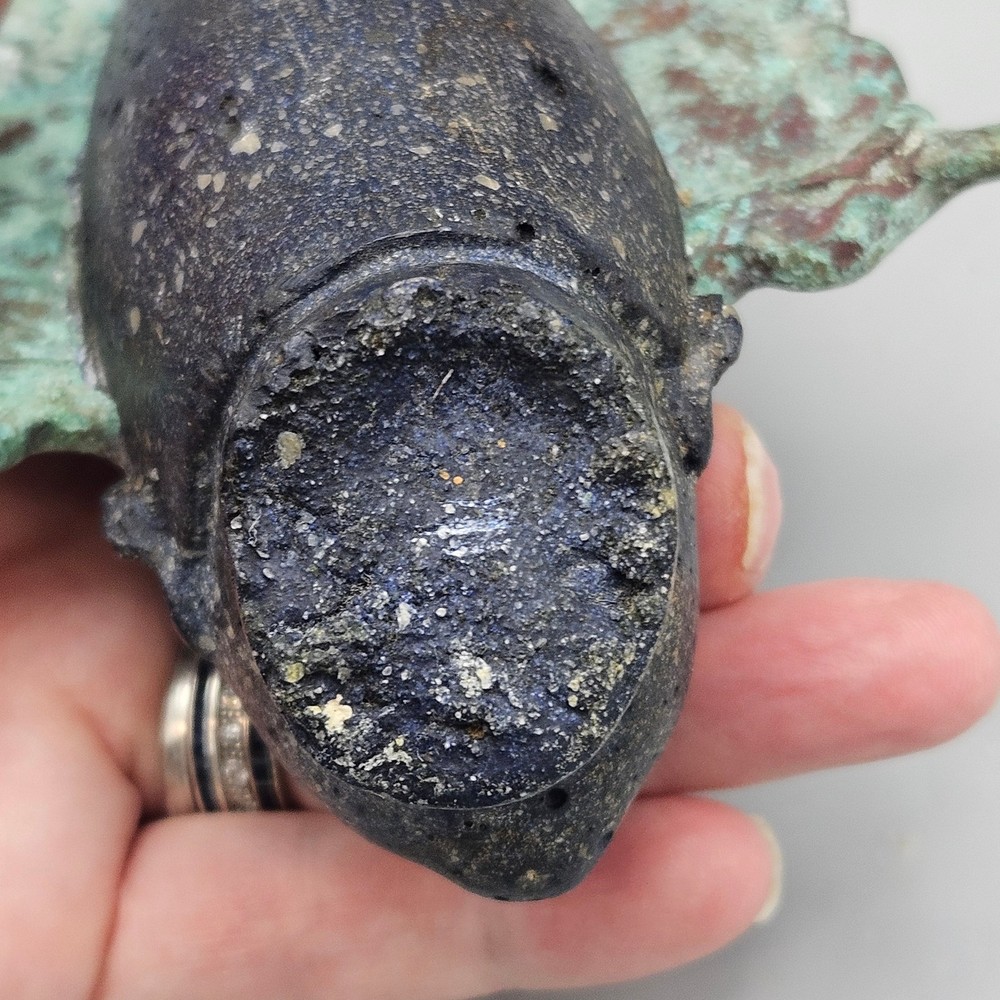 Egyptian Cast Stone and Bronze Osiris Head