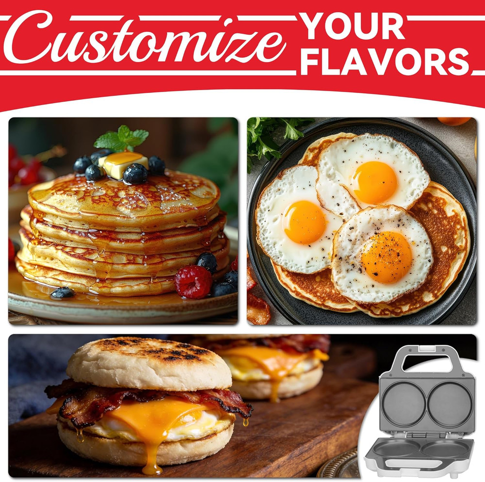 Double Mini Pancakes Maker Machine, Arepa Maker, Electric Pancake Maker Gridd...