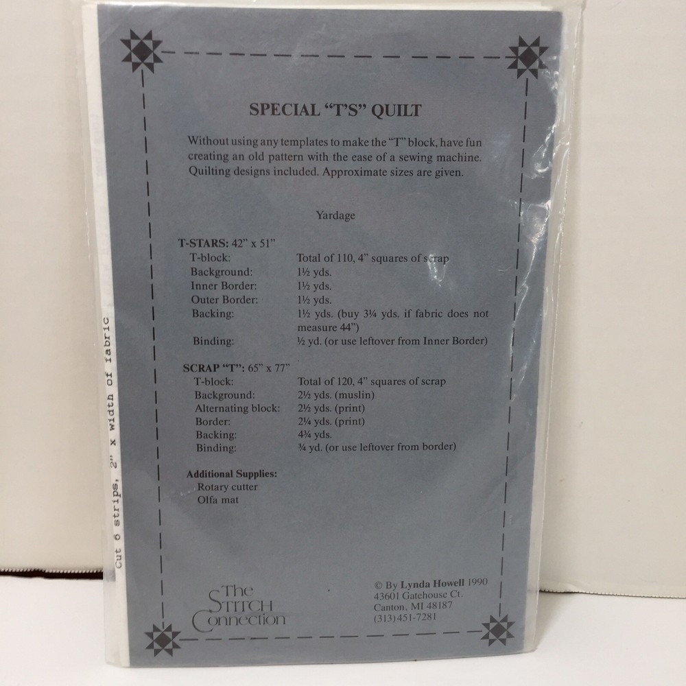 Special T's Quilt Pattern 65" x 77" 42" x 51" The Stitch Connection
