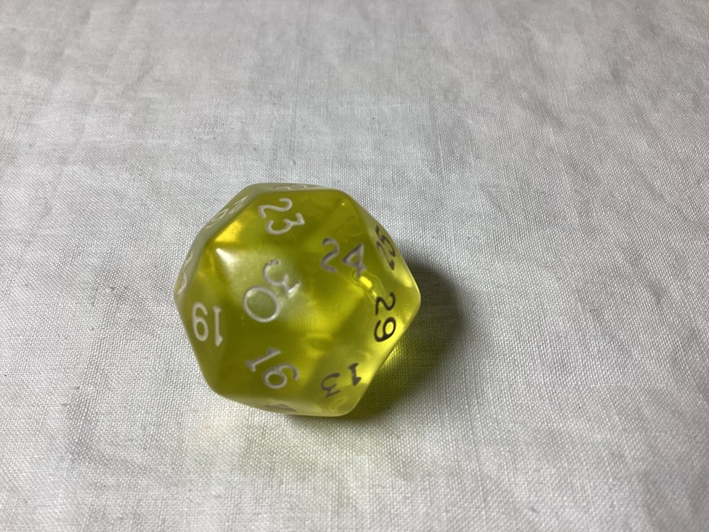 Vintage The Armory D30 Translucent Yellow Dice