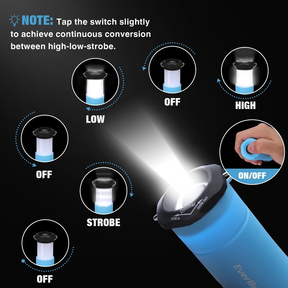 2-in-1 Mini Lanterns and Flashlights Zoomable Flashlight Lantern Combo w/3 Modes